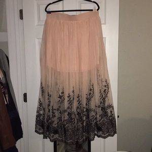 Torrid Maxi Shirt (blush, embroidered black lace)